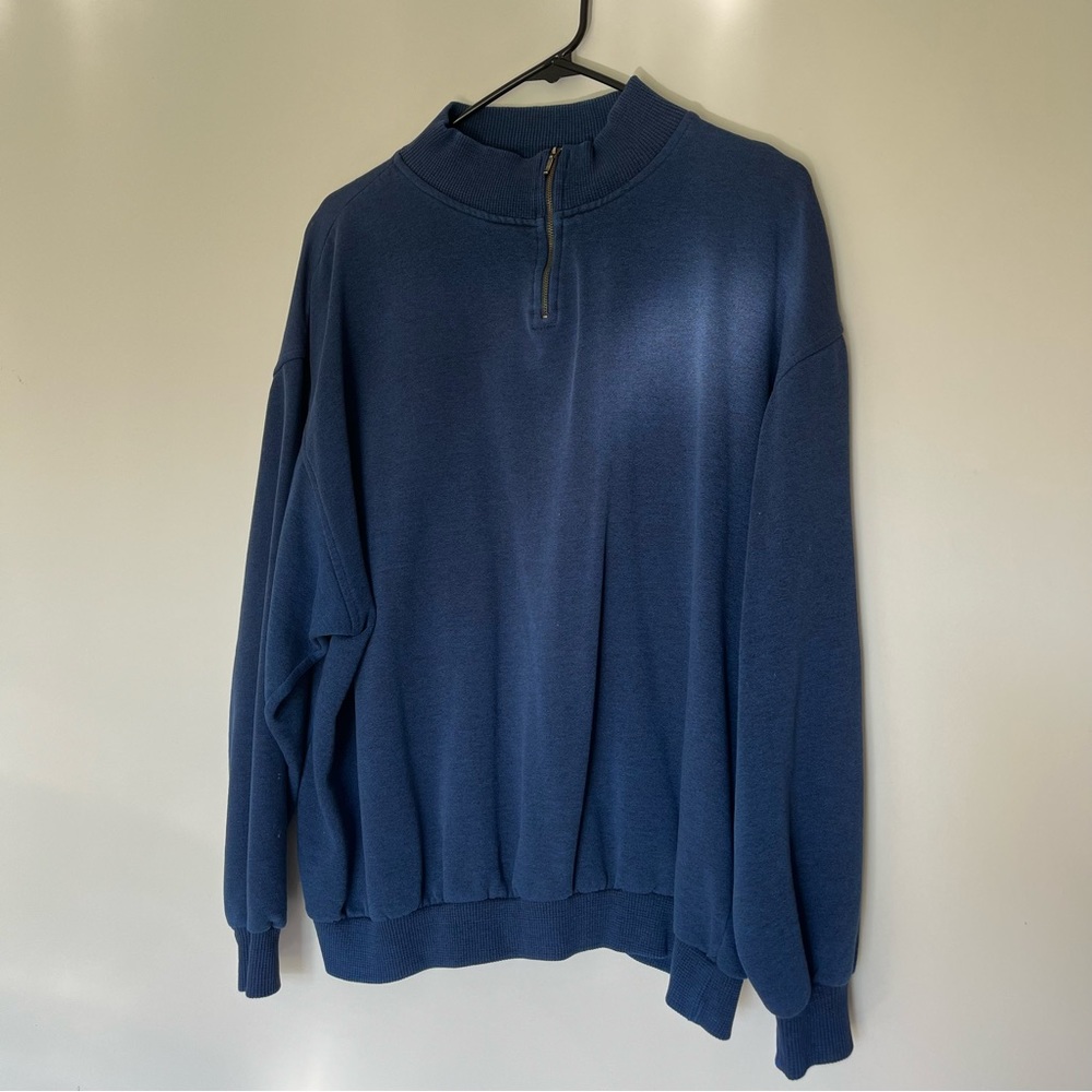 Expressions - Vintage 90s Dark Blue Men’s 1/4 Zip Pullover Sweater - Extra Large